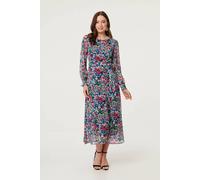 Izabel London Women's Ditsy Floral Layer Tie Waist Maxi Dress in Blue | Size: 16 Izabel London Blue 16