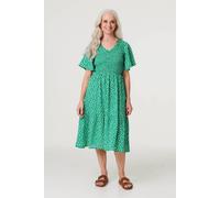 Izabel London Women's Ditsy Floral Midi Smock Dress in Green | Size: 12