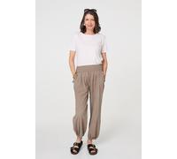 Izabel London Women's Elasticated High Waist Loose Trousers in Beige | Size: Small Izabel London Beige S