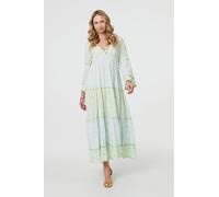 Izabel London Embellished Tiered Empire Maxi Dress - 14 - Green
