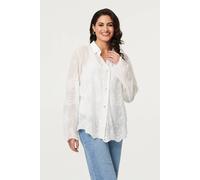 Izabel London Women's Embroidered Long Sleeve Semi Sheer Shirt in White | Size: Small