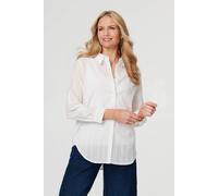 Izabel London Embroidered Long Sleeve Textured Shirt - 16 - White
