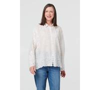 Izabel London Women's Embroidered Sparkle Long Sleeve Shirt in White | Size: Small/Medium