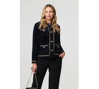 Izabel London Women's Embroidered Trim Knitted Smart Jacket in Black | Size: 12 Izabel London Black 12