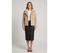 Izabel London Women's Faux Fur Cropped Jacket in Beige | Size: 12
