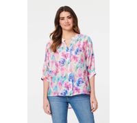 Izabel London Floral 1/2 Sleeve Curve Hem Blouse - 16 - Pink