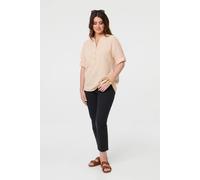 Izabel London Women's Floral 3/4 Sleeve Embroidered Blouse in Beige | Size: 16