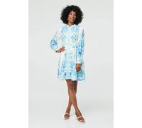 Izabel London Women's Floral Border Print Tie Short Dress in White | Size: 10