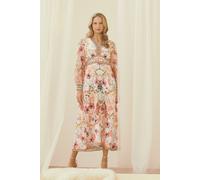 Izabel London Women's Floral Border Print V-Neck Maxi Dress | Size: 10 Izabel London Multicolor 10