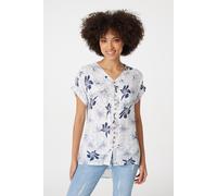 Izabel London Women's Floral Button Front Detail Blouse in Blue | Size: 14 Izabel London Blue 14