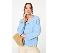 Izabel London Women's Floral Embroidered Relaxed Blouse in Blue | Size: Large