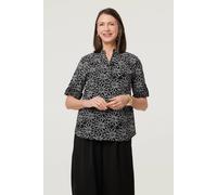 Izabel London Floral Embroidered Texture 3/4 Blouse - 8 - Black