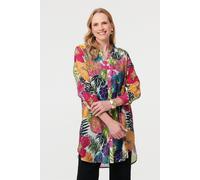 Izabel London Women's Floral Longline Long Sleeve Tunic Shirt Top in Pink | Size: 10