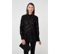 Izabel London Women's Floral Sequin Lace Long Sleeve Shirt in Black | Size: 18 Izabel London Black 18