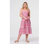 Izabel London Floral Sleeveless Tiered Sun Dress In Pink Pink 10