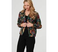 Izabel London Floral Textured Long Sleeve Jacket - 10 - Black