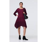 Izabel London Geo Print Hanky Hem 3/4 Sleeve Tunic Dress - Purple - 14