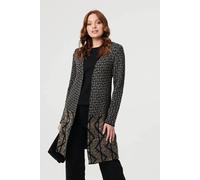 Izabel London Women's Geo Print Longline Open Front Jacket | Size: Large