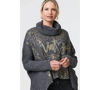 Graphic Print Metallic Roll Neck Jumper Izabel London Grey M/L