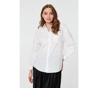 Izabel London Heart Embroidered Long Sleeve Shirt - 14 - White