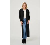 Izabel London Hooded Open Front Longline Coat - Black - 14