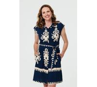 Ikat Print Cap Sleeve Short Shirt Dress Izabel London Blue XL