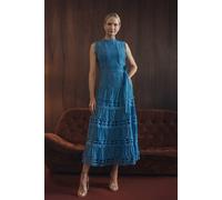 Izabel London Women's Lace Layer Sleeveless Tie Maxi Dress in Blue | Size: 18