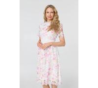 Izabel London Women's Lace Short Sleeve Knee Length Dress in Pink | Size: 18
