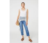 Izabel London Lace Sleeveless High Low Top - White - M/L