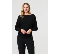 Izabel London Women's Lace Trim V-Back Boat Neck Jumper Top in Black | Size: 16 Izabel London Black 16