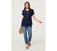 Izabel London Women's Layered Hem Short Sleeve Tunic Top in Navy | Size: 18
