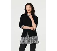 Izabel London Layered Ruffled Shirt Jumper Top - Black - 16