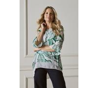 Izabel London Women's Leaf Print 3/4 Sleeve Layered Tunic Top in Green | Size: 12
