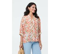 Izabel London Women's Leaf Print 3/4 Sleeve Relaxed Blouse in Orange | Size: 10