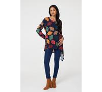 Izabel London Women's Leaf Print High Low Tunic Top in Blue | Size: 12