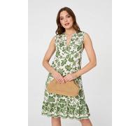 Izabel London Women's Leaf Print Knee Length Sleeveless Dress | Size: 10