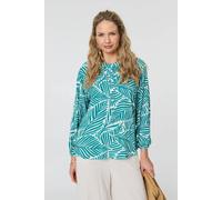 Izabel London Leaf Print Long Sleeve Relaxed Blouse - 16 - Green