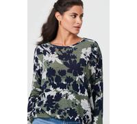 Izabel London Leaf Print Long Sleeve Relaxed Top - Green - 10