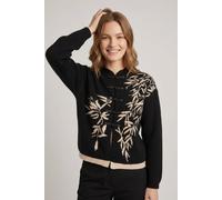 Izabel London Women's Leaf Print Mandarin Button-Up Cardigan Sweater in Black | Size: 10