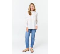 Izabel London Women's Long Sleeve Embroidered Texture Shirt in White | Size: 8