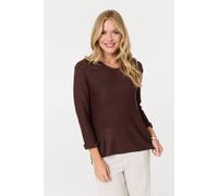 Izabel London Women's Mesh Texture 3/4 Sleeve Relaxed Top in Brown | Size: 12-14 Izabel London Brown 12-14