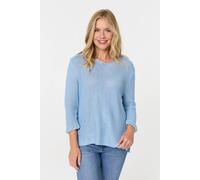 Izabel London Mesh Texture 3/4 Sleeve Relaxed Top - 12/14 - Light Blue