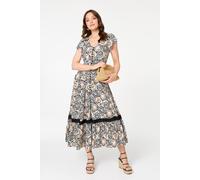 Izabel London Women's Mosaic Print Lace Cap Sleeve Maxi Dress in Beige | Size: 12