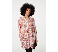 Izabel London Mosaic Print Longline Blouse Dress In Pink Pink 16