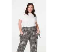 Izabel London Mosaic Print Shirred Harem Pants - Black - 8
