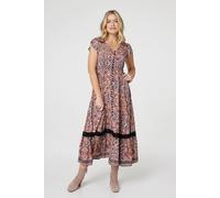 Paisley Lace Detail Maxi Dress Izabel London Black 12