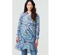 Izabel London Paisley Long Sleeve Tunic Shirt - Blue - 16