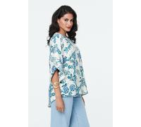 Izabel London Women's Paisley Metallic Print 3/4 Sleeve Tunic Top in Blue | Size: 12