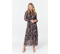 Izabel London Women's Paisley Tie Waist Layered Maxi Dress in Purple | Size: 18