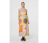 Izabel London Women's Patchwork Print Sleeveless Maxi Dress in Orange | Size: 8